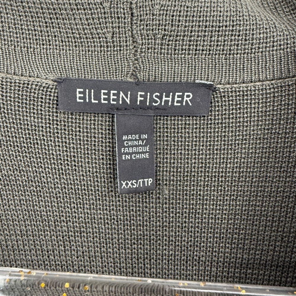 Eileen Fisher Olive Green Open-Front Knit Cardigan - Picture 2 of 9